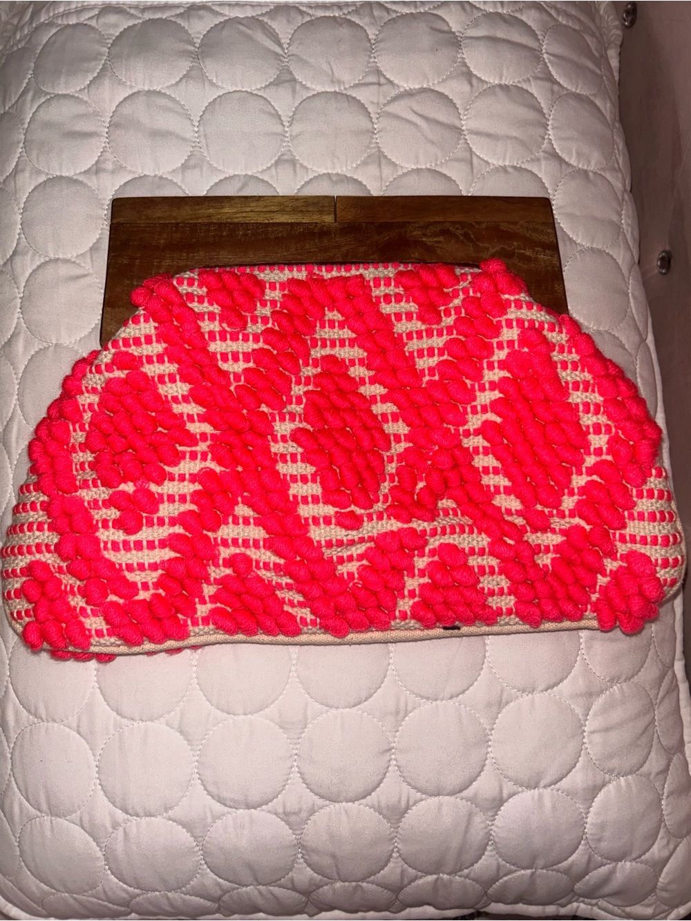 Handwoven Pink and Cream Textured Clutch